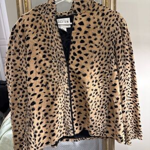 Oscar de la Renta Leopard Print Teddy Jacket